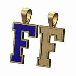 F enamel varsity letter sports letterman jersey pendant charm 3D print model
