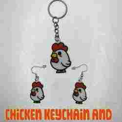 Chicken Keychain and Earring