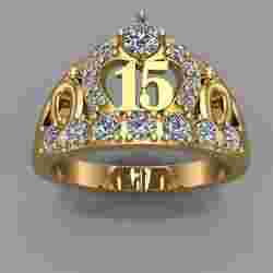 Crown Ring 15, Size US 6, FR 21 3/4 weight 5.2 grs 18 K gold with mountings for impression