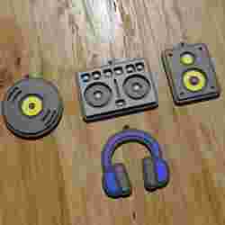 PACK 5 KEYCHAINS / MAGNETS / KEYCHAIN / MAGNETS PROFESSIONS: DJ (STL AND 3MF)