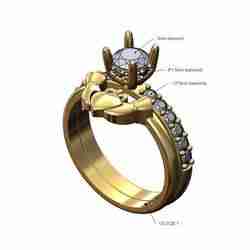 Claddagh heart guard 5mm diamond hidden setting ring US size 7 3D print model