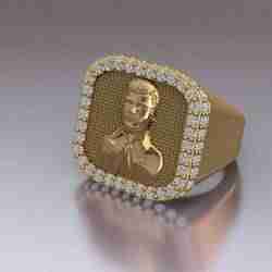Jesus Malverde Narco Saint Sinaloa Ring Diamond STL Model Printable
