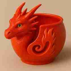 Fire Dragon Yarn Bowl | Flame Fantasy Crochet & Knitting Bowl | 3MF + STL Digital Download