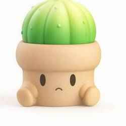 🌱 Baby Kawaii Cactus in Pot - Cute 3D Decorative Figure
