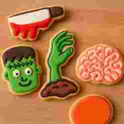 Halloween Cookie Cutters - Frankenstein, Zombie Hand, Brain, Bloody Knife & Circle (STL 3D Print)