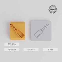 Champagne Celebration Stamp Tile Set, Perfect for Clay & Cookies, Includes 5 Motif Sizes 20-40mm