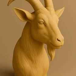 Realistic Goat Bust 3D Model | Animal Sculpture STL