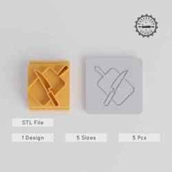 Cutting Board, 5-Piece Stamp Tile Set, 20-40mm Motifs, Ideal for Clay, Cookies & Fondant