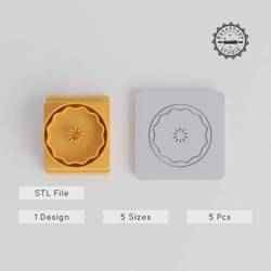 Pie Stamp Tile Set, 5 Sizes, Food & Dessert Motifs, Ideal for Clay, Cookies, Fondant