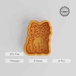Yorkshire Terrier Cookie Cutter & Stamp Set, 6-Piece Puppy Design, Small to Large Sizes, Perfect for Fondant & Cookies