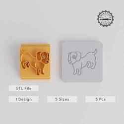 Dachshund Stamp Tile Set, 5 Unique Sizes, Perfect for Clay, Cookies & Fondant, Sausage Dog Motif
