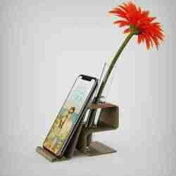 Phone Stand + Test Tube Vase - Minimalist Desk Organizer