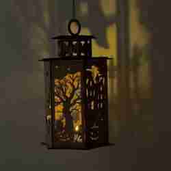 Halloween Lantern SVG | Haunted House Witch Candle Holder | Laser Cut Tea Light Box