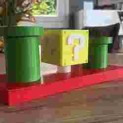 Mario-inspired 3D planter with pipes and question box