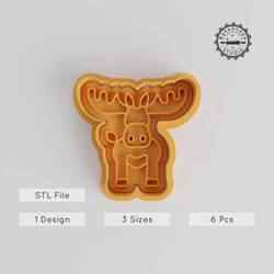 Moose Shape Cutter & Stamp Set, Wildlife Cookie & Fondant Tool, 3 Sizes, Animal Themed, Winter & Zoo Decor