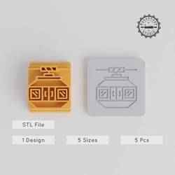 Cablecar Stamp Tile Set, 5 Design Sizes, Perfect for Clay, Cookies & Fondant, Transportation & Holiday Theme