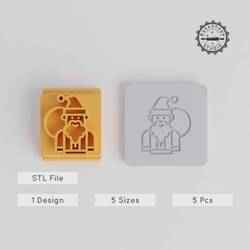 Santa Claus Stamp Tile Set, 5 Motif Sizes for Clay, Cookie & Fondant, Christmas Character Decoration
