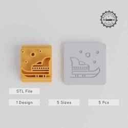 Winter Sled Stamp Tiles, Set of 5, Perfect for Clay & Cookies, Various Motif Sizes 20-40mm, Ideal for Festive Creations