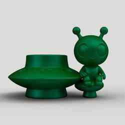 Cute Alien UFO Pen Holder - 3D Printable Planter Pot STL