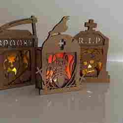 Halloween Tombstone Candle Holders SVG | Spooky Lantern Laser Cut Files | Set of 5 Graveyard Tea Light Holders