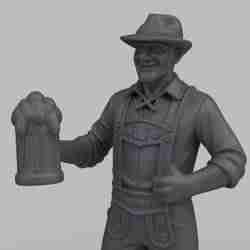 Traditional Bavarian Oktoberfest Man Figurine - Beer Mug
