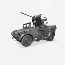Military Jeep with Open Top & Mounted Machine Gun – 3D Printable
