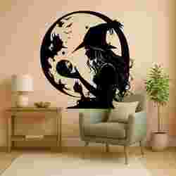 Halloween Seated Witch Orb - Wall Art Multicolor