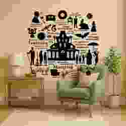 Haunted House Collage Halloween - Wall Art Multicolor