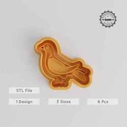 Pigeon Cookie Cutter & Stamp Set, Flying Bird Animal Shapes, Fondant Decor, S/M/L Sizes, Cute Feathered Friend Design