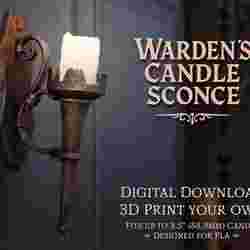 3D Printable Candle Wall Sconce - Medieval Gothic Torch LED Candle Holder STL - Warden’s Candle Sconce