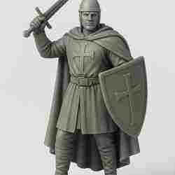 Christian Warrior STL File – Medieval Knight with Cross Shield