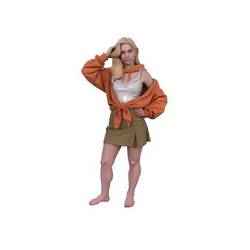 Chic Casual – Fashion Model in Orange Hoodie & Skirt (Modern Streetwear Style)