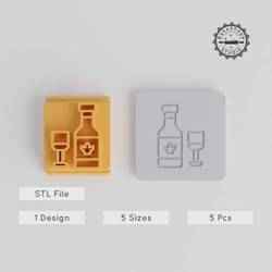 Drink Stamp Tile Set, 5 Motif Sizes 20-40mm for Clay, Cookies & Fondant