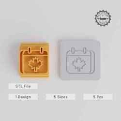 Calendar Stamp Tile, 5 Size Mold for Clay, Cookies & Fondant, Date Selector & Event Organizer Motif
