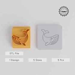 Whale Stamp Tile Set, 5 Sizes, Ocean Creature & Wildlife Motif, Perfect for Clay, Cookies, Fondant, Animal Cute Collection