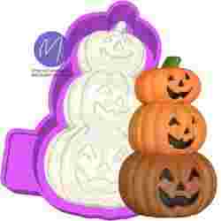 3D Stacked Halloween Pumpkins Freshie STL Mold Housing