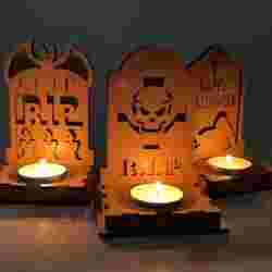 Halloween Tombstone Candle Holders SVG | Laser Cut Tea Light Lanterns | Set of 5 Graveyard Candle Boxes
