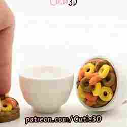 Cutie3D Breakfast Cereal Bowl Keycap Fidget Clicker Keychain - Cute Backpack Keychain