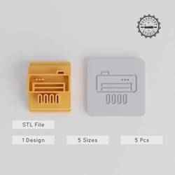Stamp Tile Set for Clay & Fondant, 5 Motif Sizes, Air Conditioning Theme