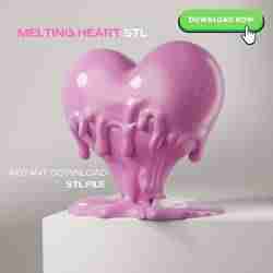Melting Heart (Sculpture) STL File | 3D Printable Model for Home Desk Decor, Ready-to-Print 3D Model for DIY Projects, Liquid Pink LOVE Gift