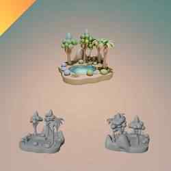 Stylized Forest Pond – 3D Printable Home Decor Diorama | STL and GLB Format
