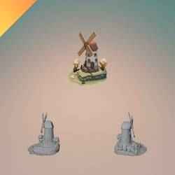 Stylized Windmill Diorama – 3D Printable Home Decor Model  STL and GLB Format