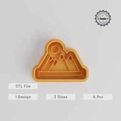 Mountain Shape Cutter & Stamp Set, Cookie & Fondant Tools, S/M/L, Forest Nature Design