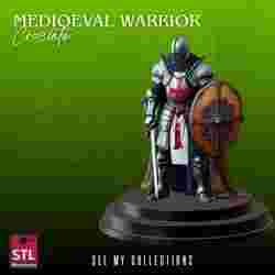 Medieval Crusader Warrior STL – Detailed Armored Sculpture