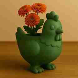 🐓 Cute Chicken Planter – Farm Animal Flower Pot (STL)