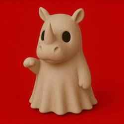 🦏 Rhino Ghost Figurine – Spooky Cute STL