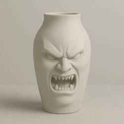 Stylized Scary Face Vase – Modern Minimalist 3D Printable Sculpture