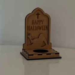 Halloween Tombstone Candle Holder | Happy Halloween Zombie Lantern | Laser Cut Tea Light SVG DXF File