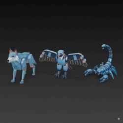 LOW POLY EAGLE WOLF SCOPRION ANIMAL COMBO