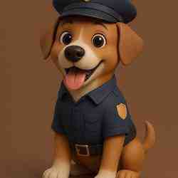 3D Police Dog Figurine – Cartoon Style